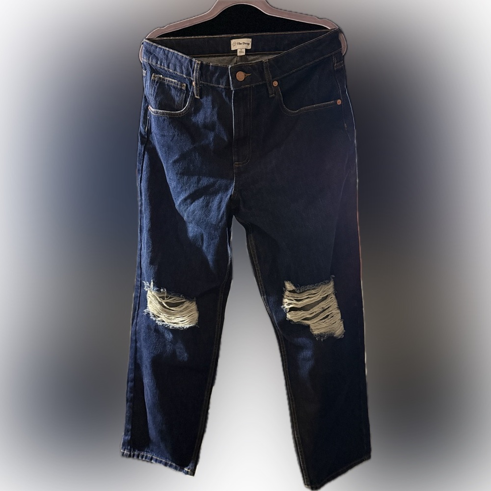 Women's High Rise Distressed Blue Jeans